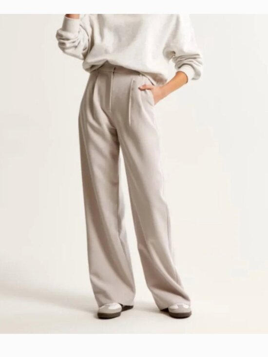Abercrombie & Fitch Pants - Abercrombie & Fitch A&F Sloane Tailored Wide Leg Pant tan beige 26 2 short curve